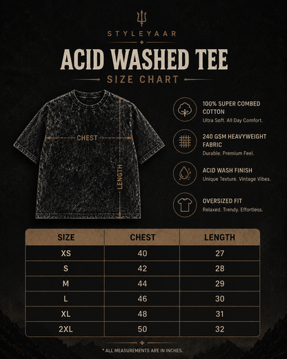 Kahani Backprint Acid Wash Oversized Tee